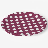Witte polka-stippen op Bourgogne Papieren Bordje (Gekanteld)