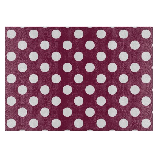Witte polka-stippen op Bourgogne Snijplank (Voorkant)
