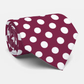 Witte polka-stippen op Bourgogne Stropdas (Opgerold)