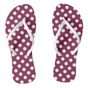 Witte polka-stippen op Bourgogne Teenslippers
