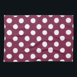 Witte polka-stippen op Bourgogne Theedoek<br><div class="desc">Witte polka-stippen op Bourgogne</div>