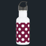 Witte polka-stippen op Bourgogne Waterfles<br><div class="desc">Witte polka-stippen op Bourgogne</div>