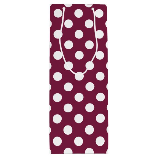 Witte polka-stippen op Bourgogne Wijn Cadeautas (Achterkant)