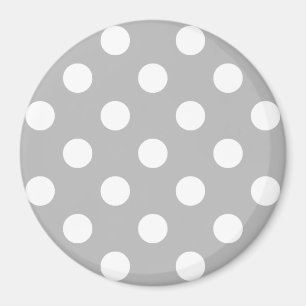 Witte polka stippen op chroomgrijze achtergrond magneet