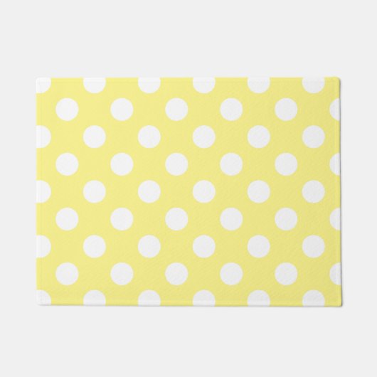 Witte polka stippen op citroengeel deurmat (Voorkant)