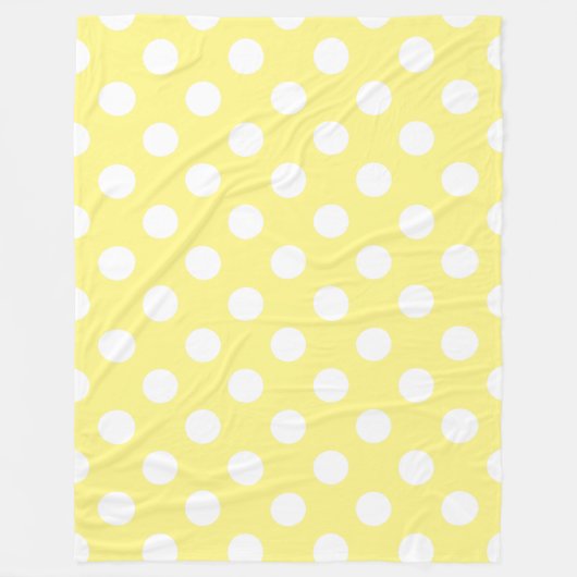 Witte polka stippen op citroengeel fleece deken (Voorkant)