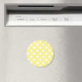 Witte polka stippen op citroengeel magneet (Insitu (Vaatwasser))