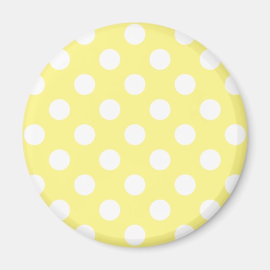 Witte polka stippen op citroengeel magneet (Voorkant)