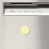 Witte polka stippen op citroengeel magneet (Insitu (Vaatwasser))