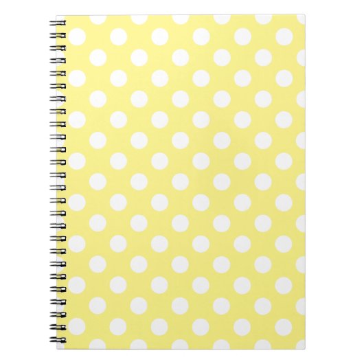 Witte polka stippen op citroengeel notitieboek (Voorkant)