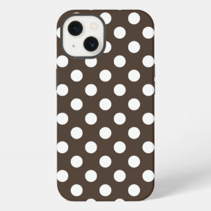 Witte polka stippen op de bruine Hoesje-Mate iPhon iPhone 13 Hoesje