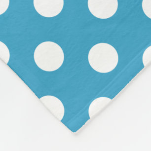 Witte polka stippen op een pauwenblauwe achtergron fleece deken