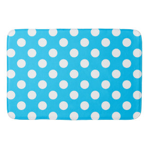 Witte polka stippen op elektrisch blauw badmat