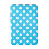 Witte polka stippen op elektrisch blauw badmat (Voorkant Verticaal)