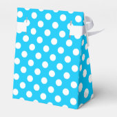Witte polka stippen op elektrisch blauw bedankdoosjes (Achterkant)