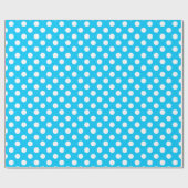 Witte polka stippen op elektrisch blauw cadeaupapier (Vlak)