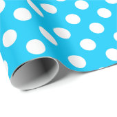 Witte polka stippen op elektrisch blauw cadeaupapier (Rol Hoek)
