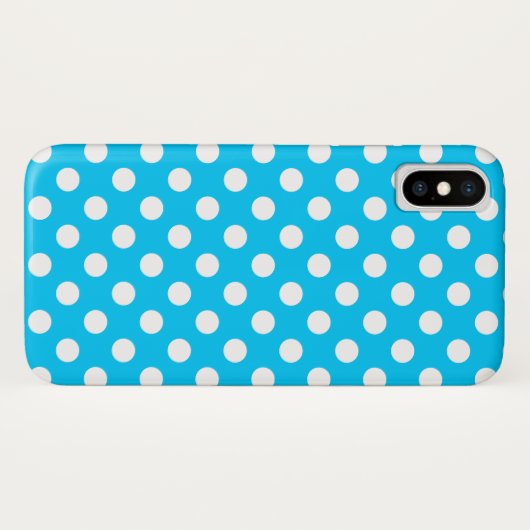 Witte polka stippen op elektrisch blauw Case-Mate iPhone case (Achterkant (horizontaal))