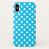 Witte polka stippen op elektrisch blauw Case-Mate iPhone case (Achterkant)