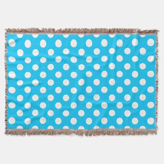 Witte polka stippen op elektrisch blauw deken (Voorkant)
