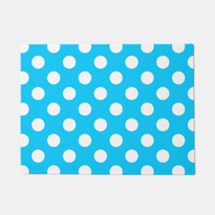 Witte polka stippen op elektrisch blauw deurmat