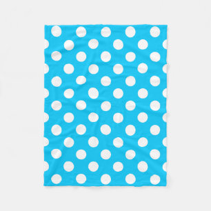 Witte polka stippen op elektrisch blauw fleece deken