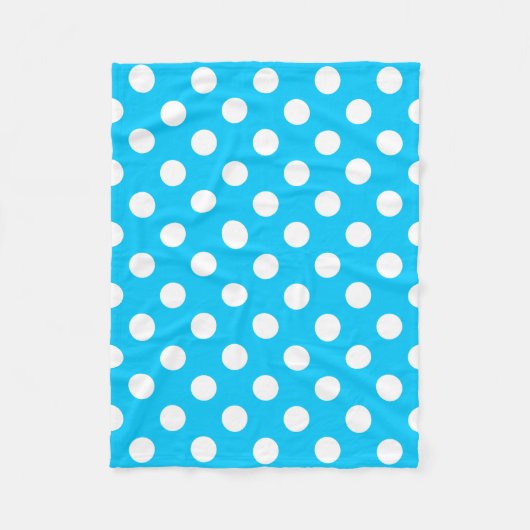 Witte polka stippen op elektrisch blauw fleece deken (Voorkant)