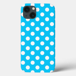 Witte polka stippen op elektrisch blauw Hoesje-Mat Case-Mate iPhone Case