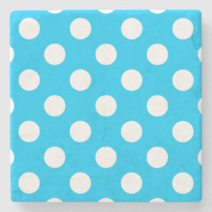 Witte polka stippen op elektrisch blauw stenen onderzetter