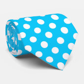Witte polka stippen op elektrisch blauw stropdas (Opgerold)