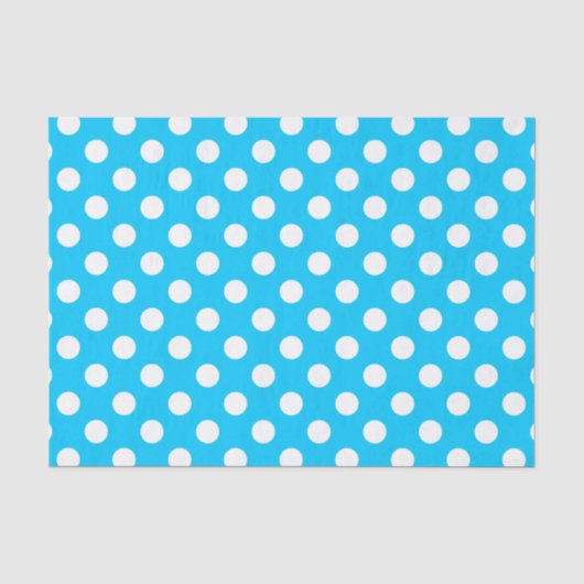 Witte polka stippen op elektrisch blauw tissuepapier (Voorkant)