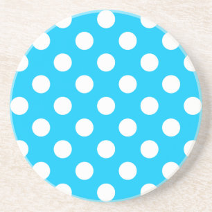 Witte polka stippen op elektrisch blauw zandsteen onderzetter