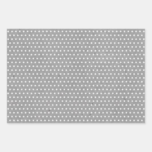Witte polka stippen op faux rustieke grijze kraft inpakpapier vel (Voorkant)