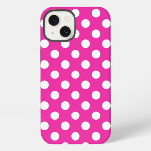Witte polka stippen op fuchsia Case-Mate iPhone ho 13 Hoesje