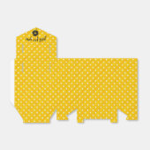 witte polka stippen op geel bedankdoosjes (Uitgevouwen)