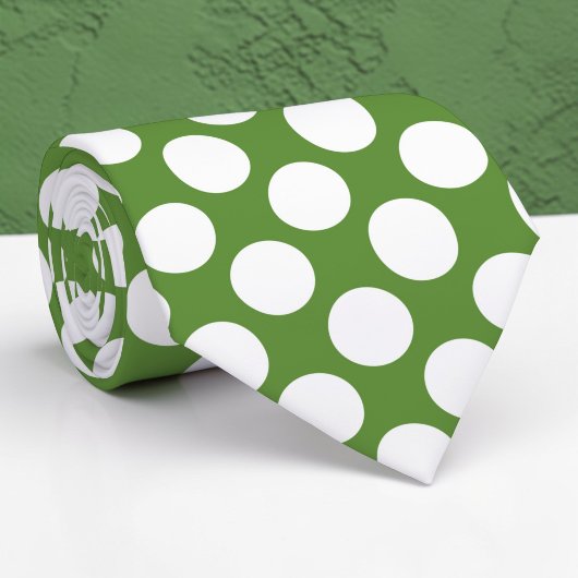 Witte polka stippen op groene maatwerk das