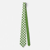 Witte polka stippen op groene maatwerk das (Voorkant)