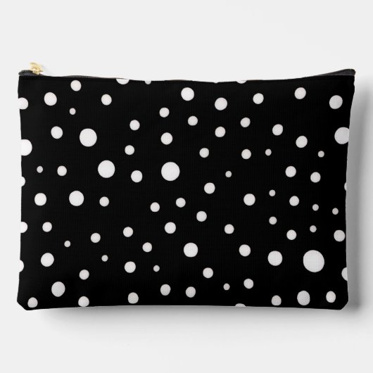 Witte polka stippen op grote zwart etui (Voorkant)