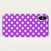 Witte polka-stippen op helder paars Case-Mate iPhone case (Achterkant (horizontaal))