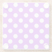 Witte polka-stippen op helder paars glazen onderzetter (Achterkant)