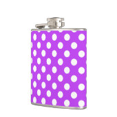 Witte polka-stippen op helder paars heupfles (Links)