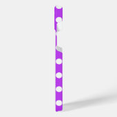 Witte polka-stippen op helder paars iPhone hoesje (Linkerkant)