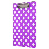 Witte polka-stippen op helder paars klembord (Links)