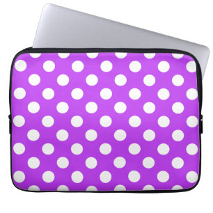 Witte polka-stippen op helder paars laptop sleeve
