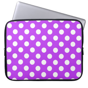 Witte polka-stippen op helder paars laptop sleeve