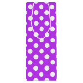 Witte polka-stippen op helder paars wijn cadeautas (Achterkant)