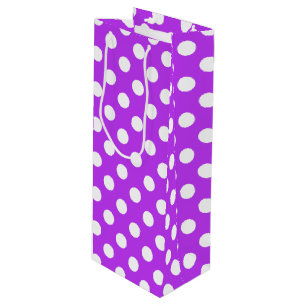 Witte polka-stippen op helder paars wijn cadeautas