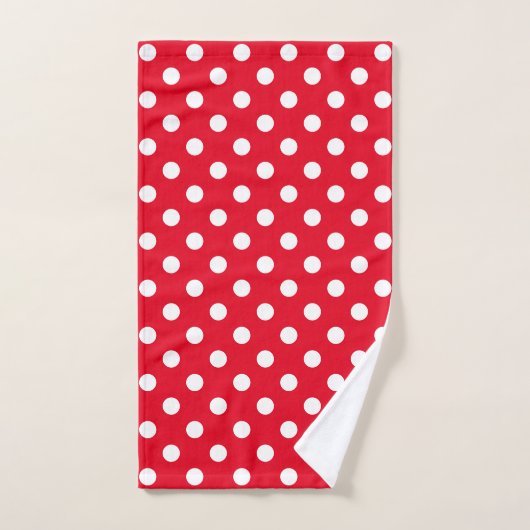 Witte Polka stippen op helderrood Kind Bad Handdoek (Handdoek)