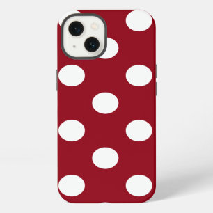 Witte polka stippen op karmozijnrood iPhone 13 hoesje