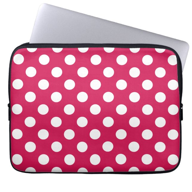 Witte polka stippen op kermis laptop sleeve (Voorkant)
